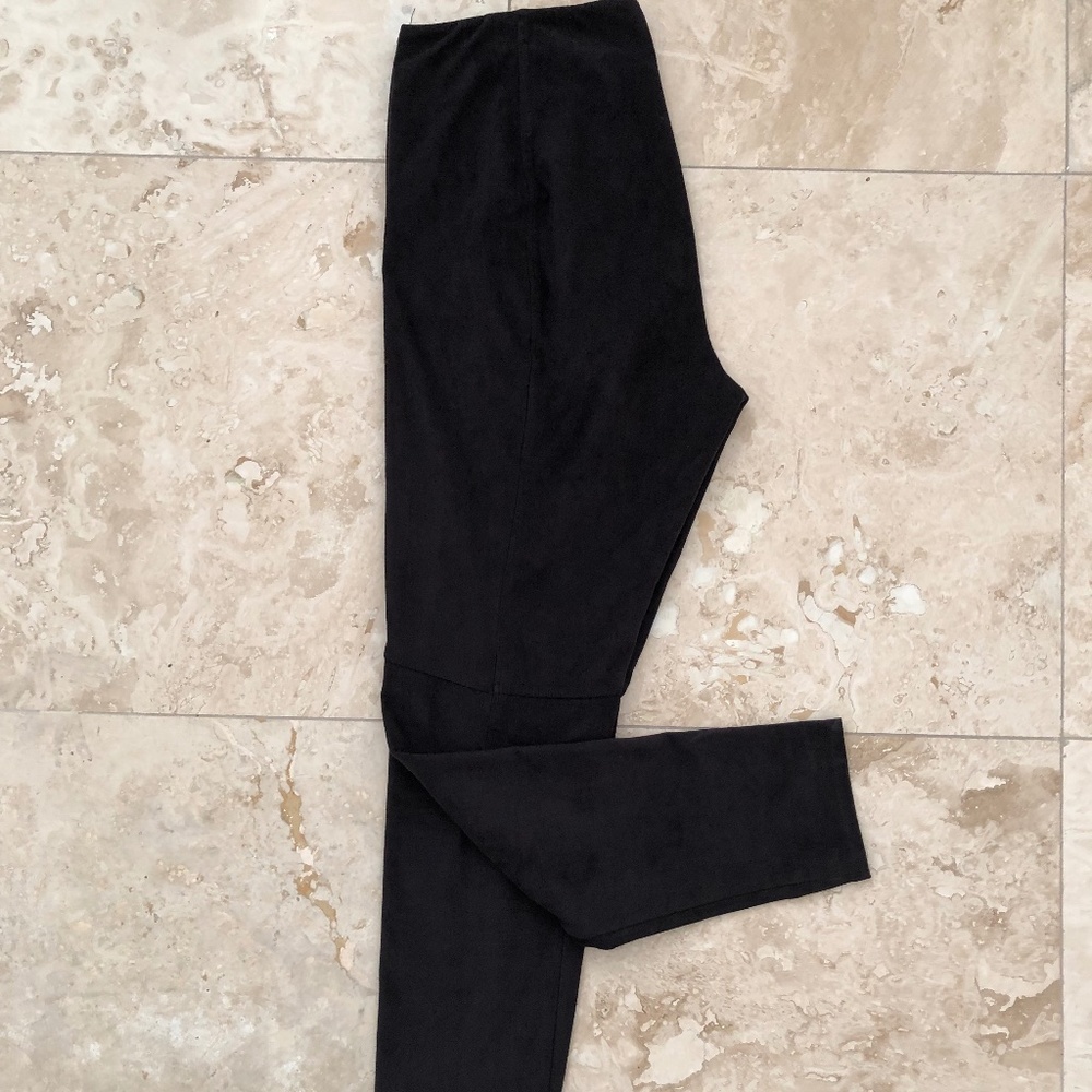 Lysse Black Vegan Faux Suede Leggings High Waisted Large NWOT